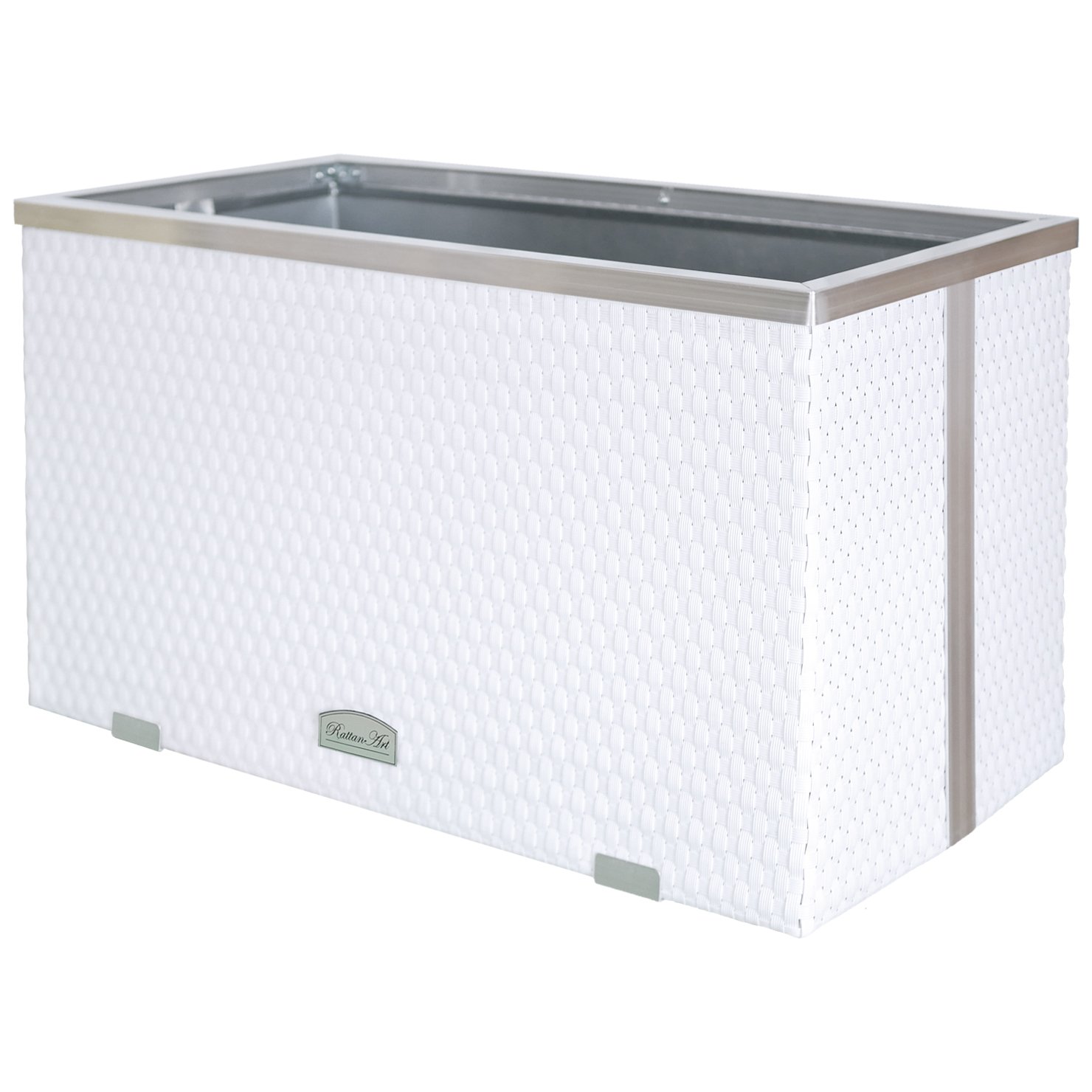 Pflanzkasten Rattan – weiss – 70 x 38 x 40 cm