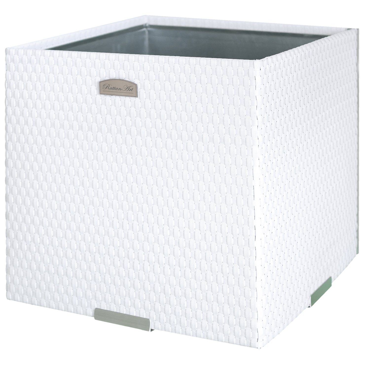 Pflanzkasten Rattan – weiß – 46 x 46 x 46 cm Pflanzkasten Rattan – weiß – 46 x 46 x 46 cm