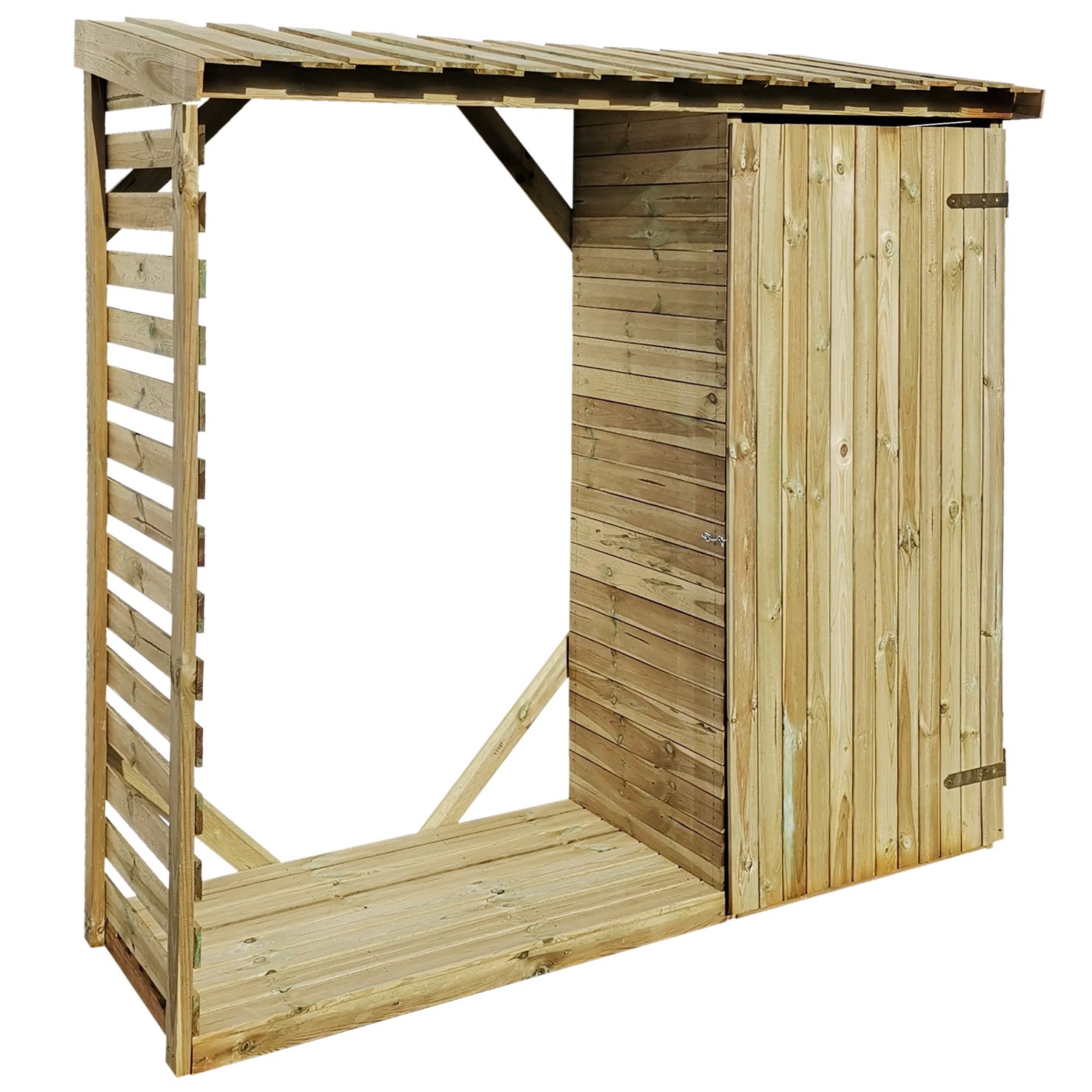 Kaminholzregal mit Geräteschrank – 206 x 80 x 190 cm