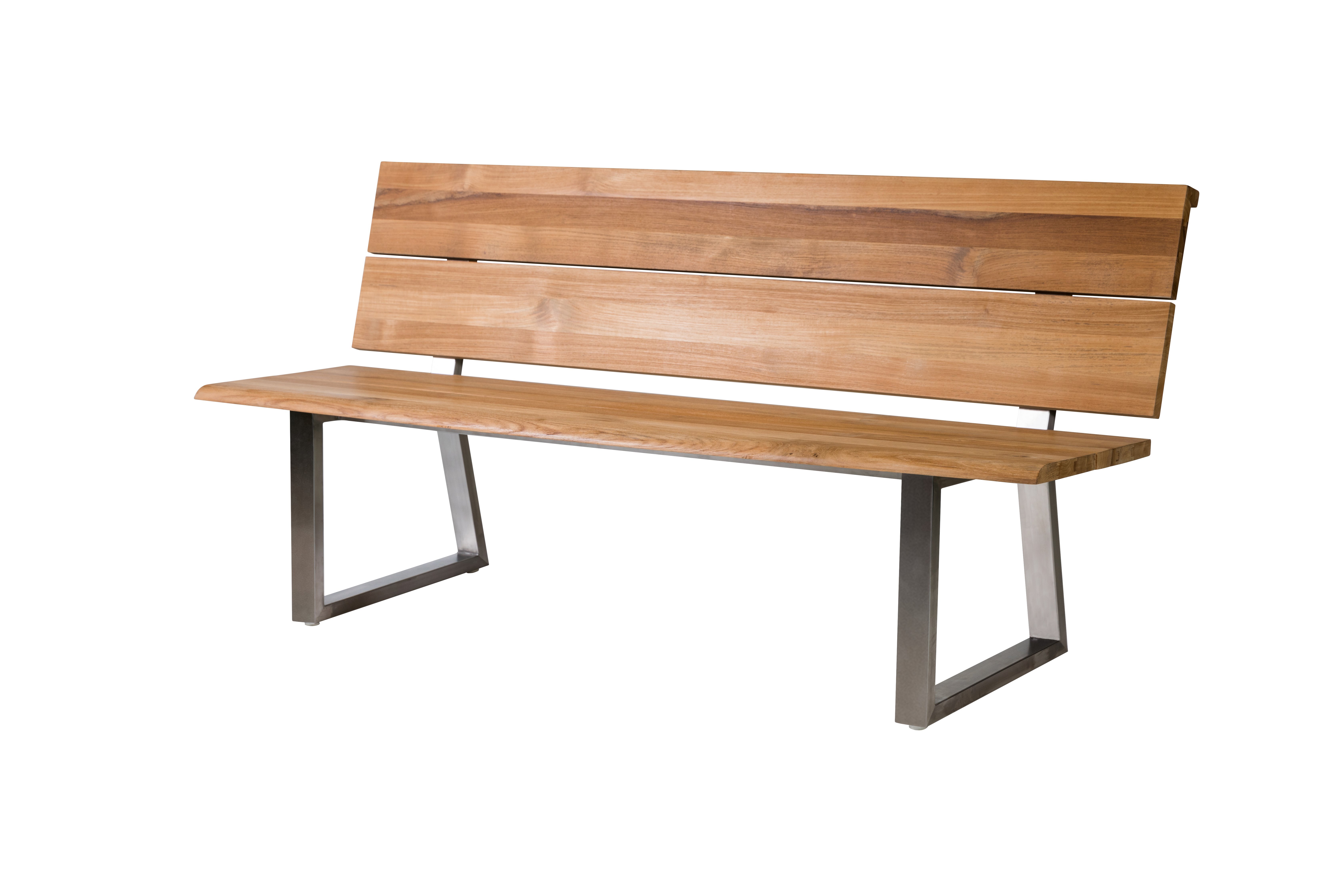 Bank Jura aus recyceltem Teak-Holz mit Edelstahlrahmen Gartenbank Jura