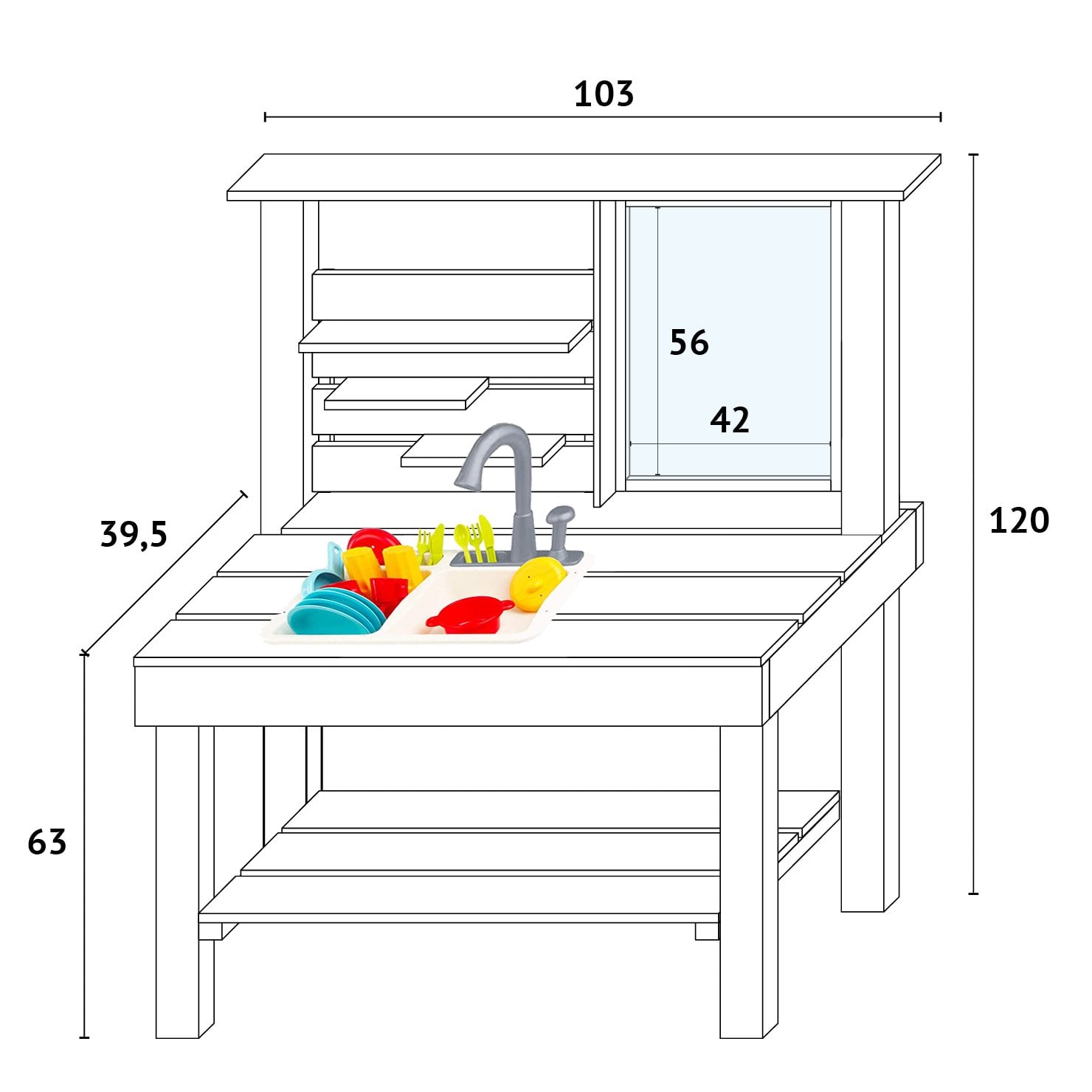 Spielküche Roxy – Maße Spielküche Roxy – Maße