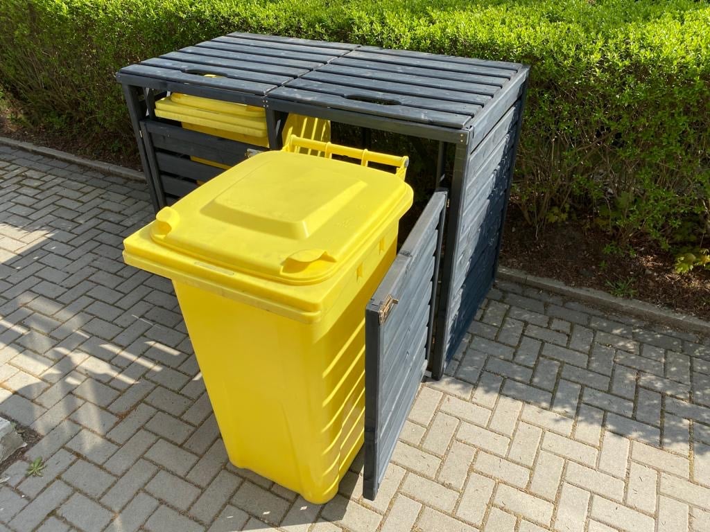 Anthrazit Mülltonnenbox - Ansicht offen rechts