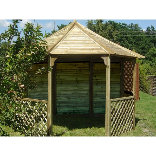 Pavillon Alma Set F mit Rankgittern und blickdichten Wänden Pavillon Alma Set F mit Rankgittern und blickdichten Wänden