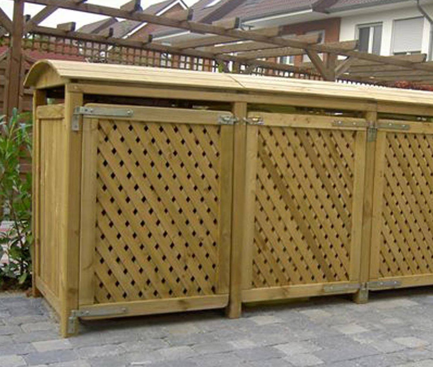 Mülltonnenbox für drei 120L-Tonnen, kesseldlruckimprägneirt natur Mülltonnenbox für drei 120L-Tonnen, kesseldlruckimprägneirt natur