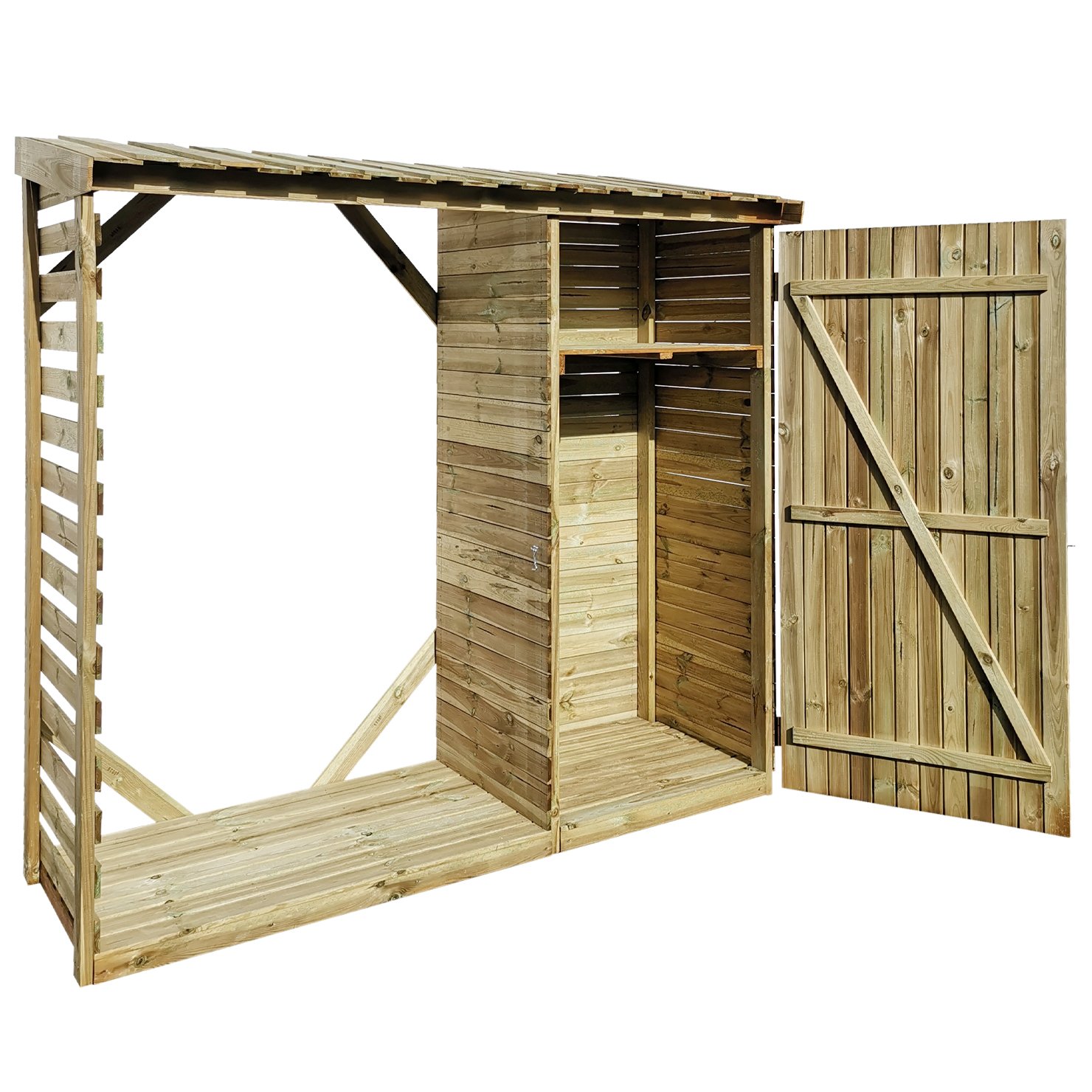 Kaminholzregal mit Geräteschrank – 206 x 80 x 190 cm Kaminholzregal mit Geräteschrank – 206 x 80 x 190 cm