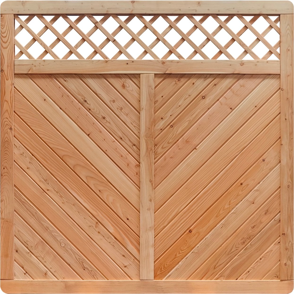 Massivzaun Giardino in Lärche mit Rankgitter – 180 x 180 cm Massivzaun Giardino in Lärche mit Rankgitter – 180 x 180 cm