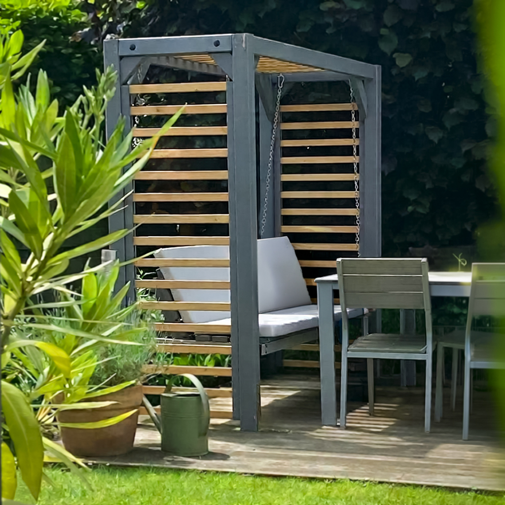 Pergola-Schaukel mit Liegefunktion 220 x 80 x 198 cm, Fichte lasiert