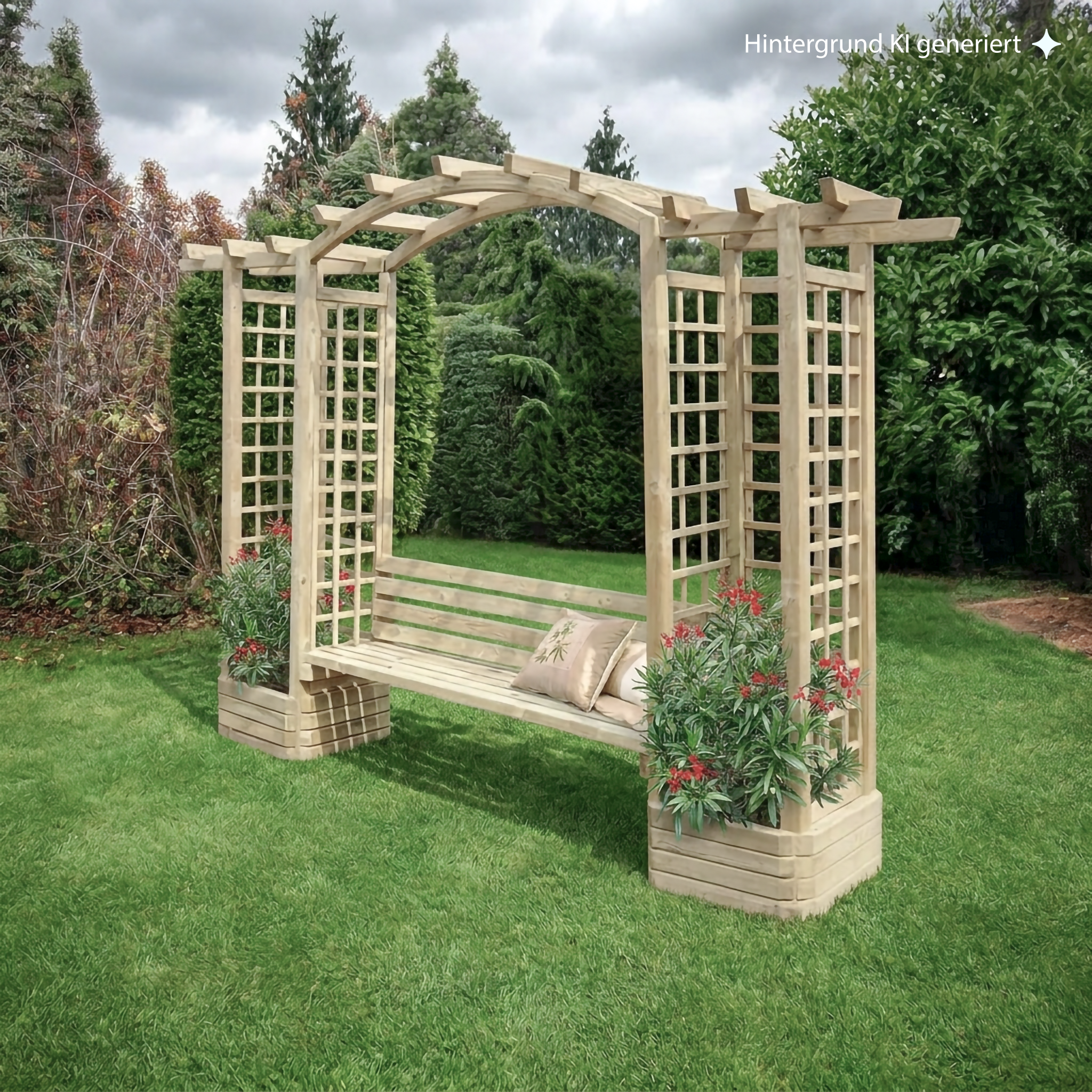Sitzpergola Campi mit Bogen 210 x 350 x 72 cm, Kiefer kd imprägniert Sitzpergola Campi mit Bogen 210 x 350 x 72 cm, Kiefer kd imprägniert