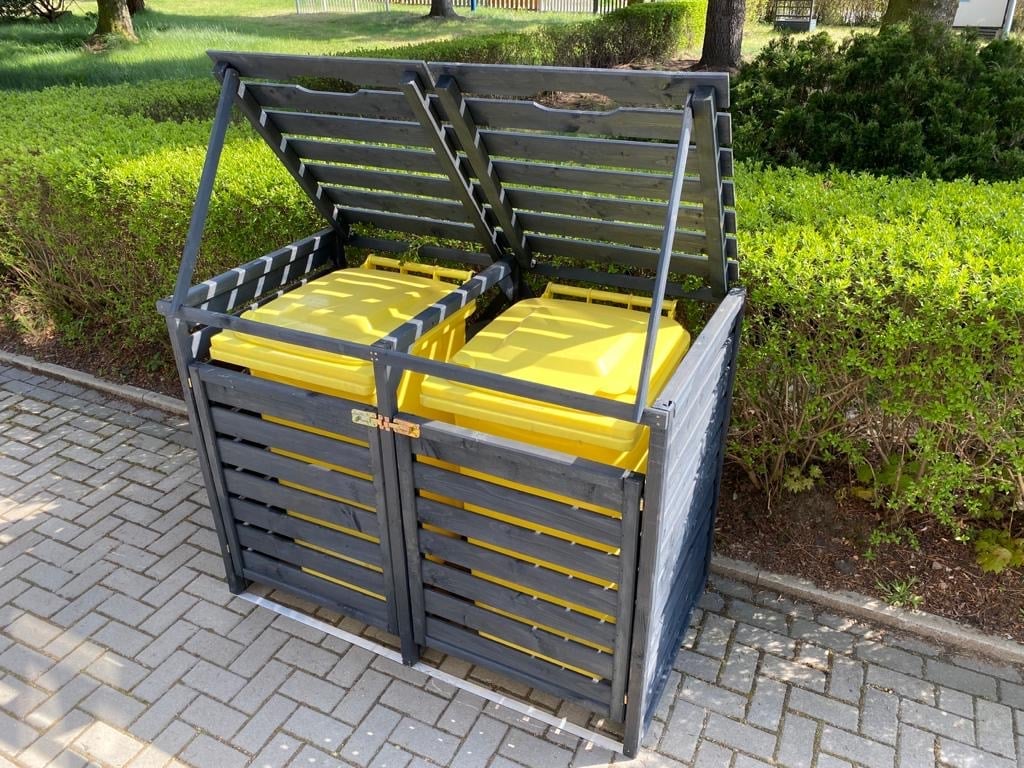 Anthrazit Mülltonnenbox - geöffnet Anthrazit Mülltonnenbox - geöffnet