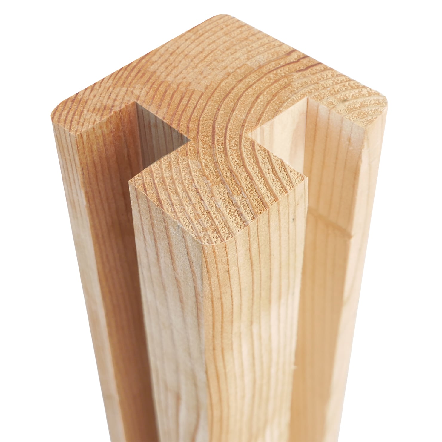 Eckpfosten - Lärche 9 x 9 cm, Nahansicht Eckpfosten - Lärche 9 x 9 cm, Nahansicht